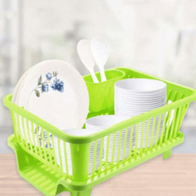 3 in 1 Large Sink Set Dish Rack Drainer with Tray